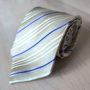 🇬🇧PAUL  SMITH silk tie, cream with blue lines